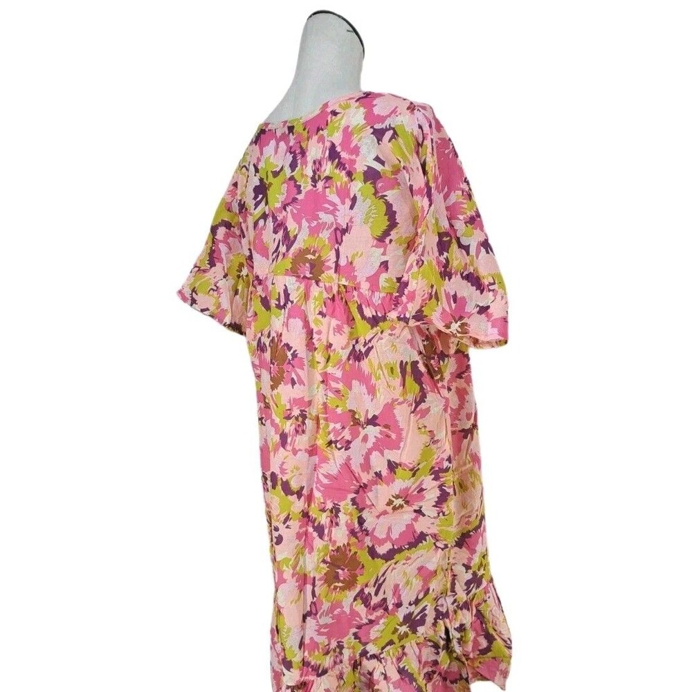 Cozee Corner VTG Spring Floral Mumu Pale Pink Patio Dress Midi Women's Size 2X - Picture 4 of 7
